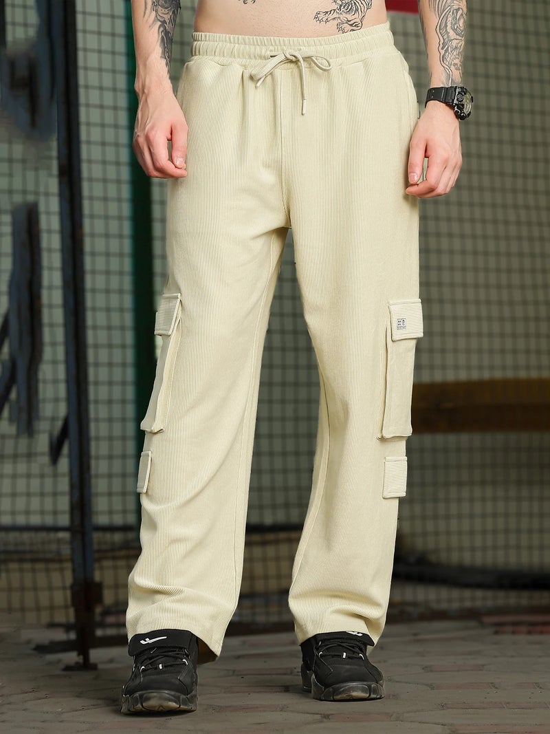 Maniac Mens Solid Biscuit Corduroy Fabric Cargo - Image 5